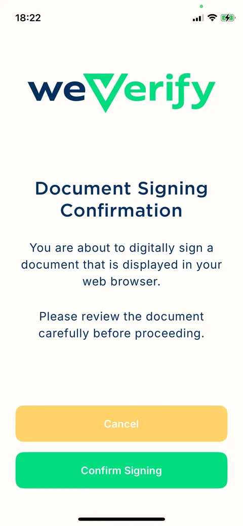 Document signing confirmation